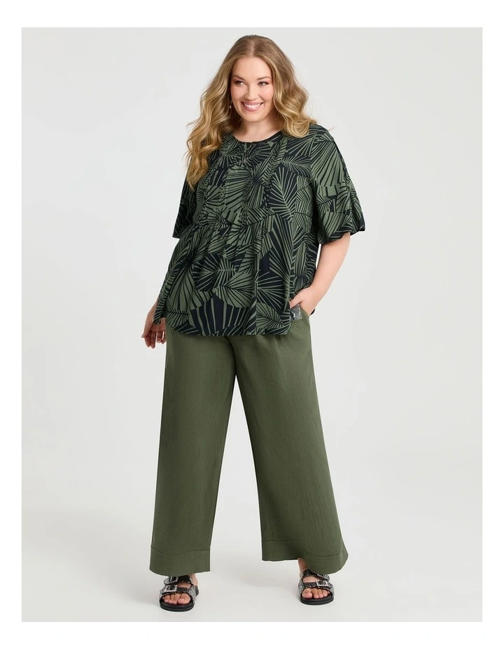 Natural Palm Pintuck Top Print image 2