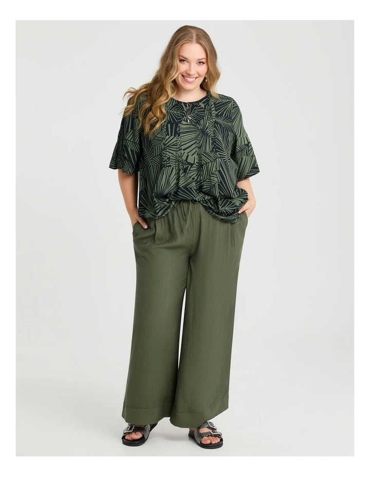 Natural Palm Pintuck Top Print image 3