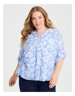 Cotton Batik Print Top Wisteria Blue/white