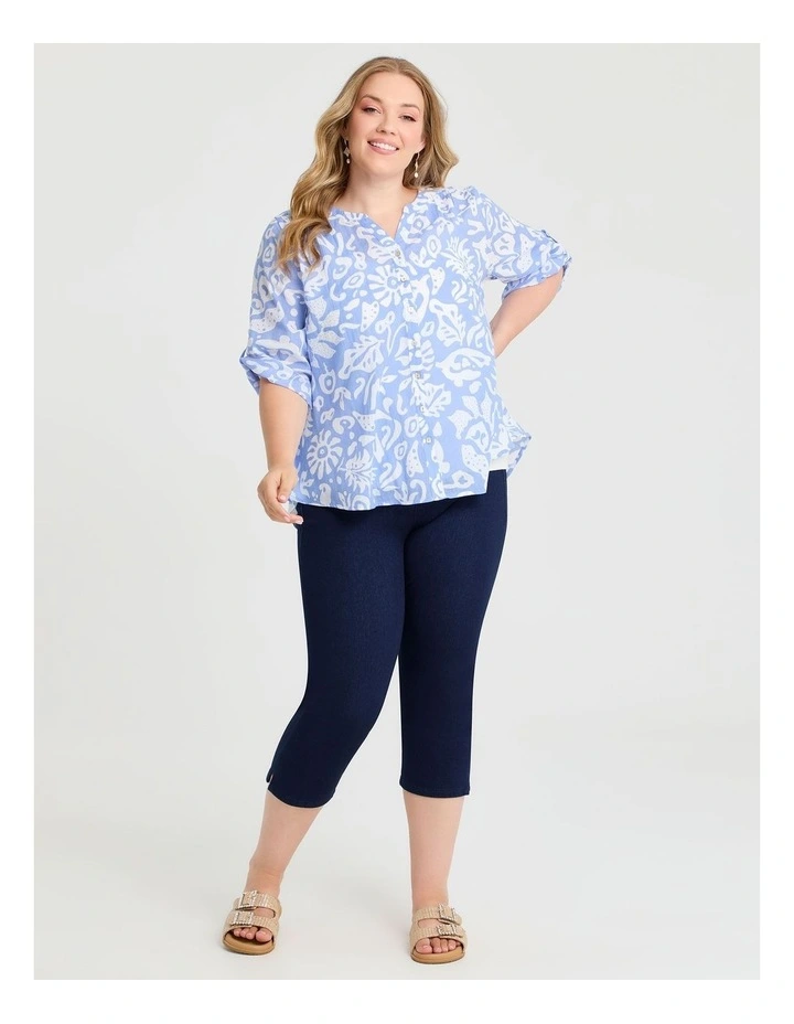 Cotton Batik Print Top Wisteria Blue/white image 2