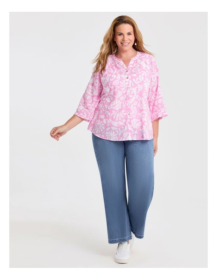 Cotton Batik Print Top Mid Pink/white image 4