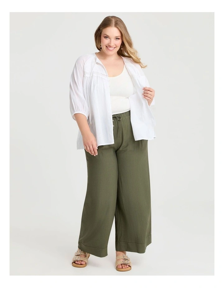 Cotton Lace Trim Pintuck Top White image 4