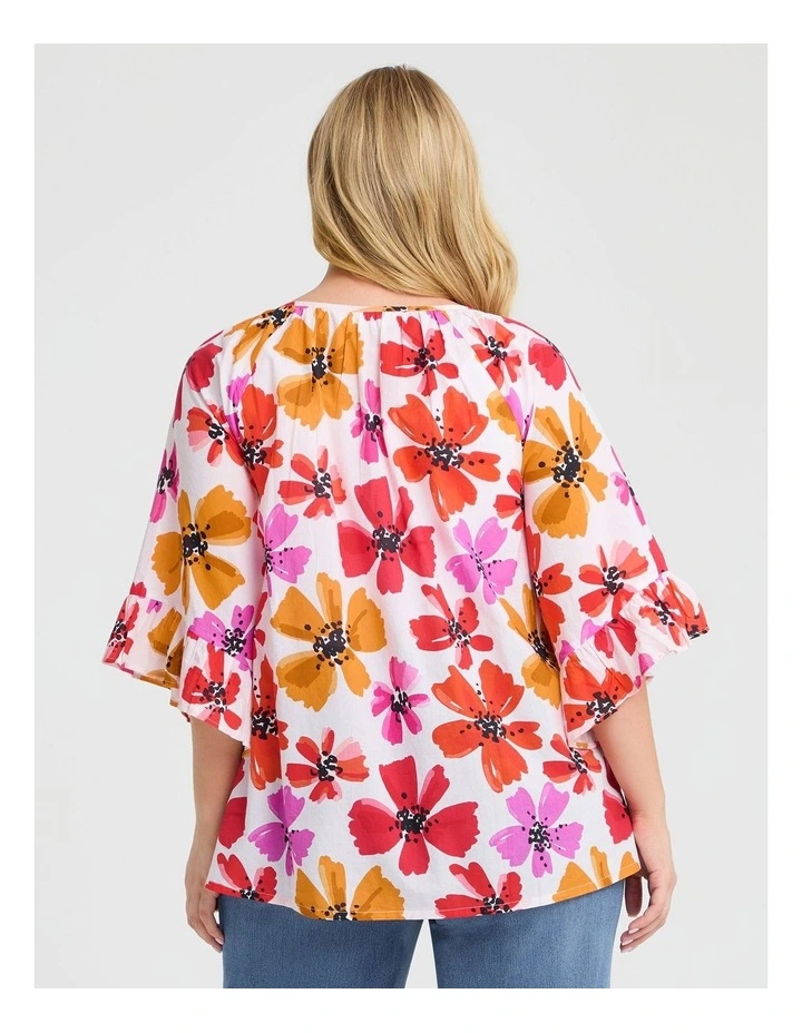 Cotton Watercolour Flowers Top Print image 2