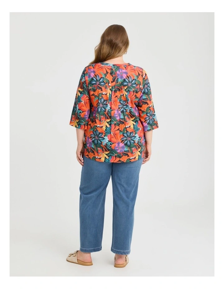 Cotton Summer Flora Pintuck Top Print image 2