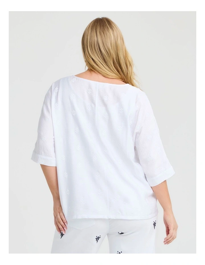 Natural Relaxed Embroidery Top White image 2
