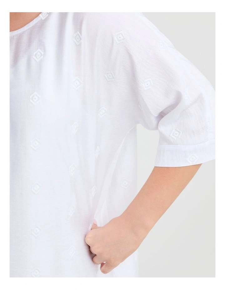 Natural Relaxed Embroidery Top White image 3