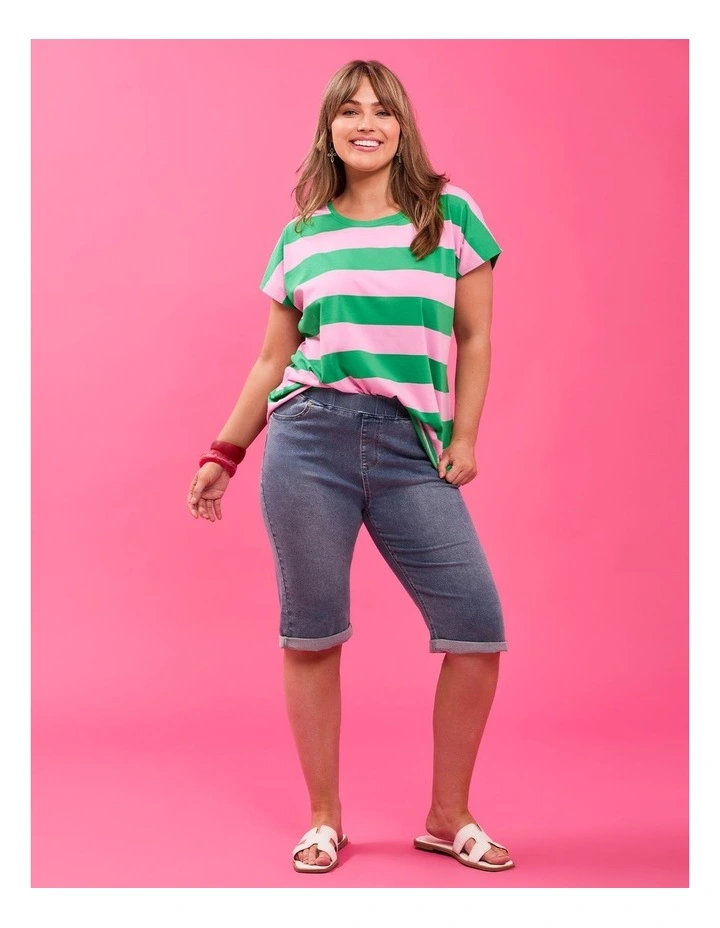 Cotton Block Stripe T-shirt Kelly Green/mid Pink image 5