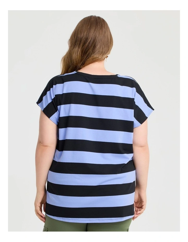 Cotton Block Stripe T-shirt Wisteria Blue/black image 2