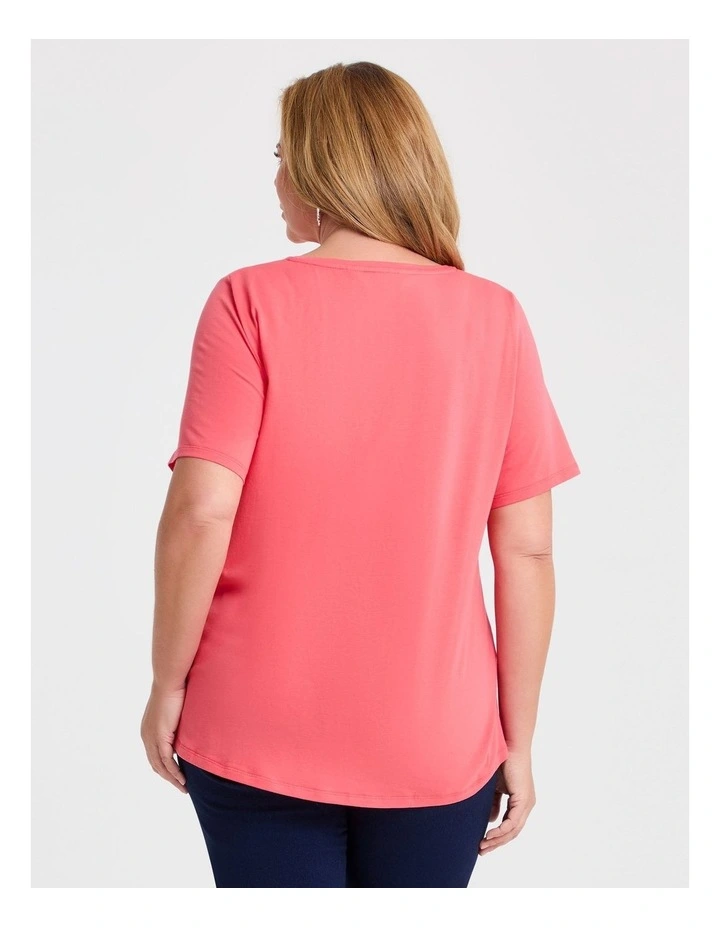 Organic Cotton V-neck T-shirt Coral Fusion image 2
