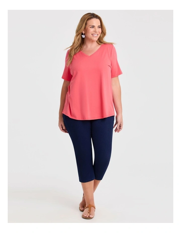 Organic Cotton V-neck T-shirt Coral Fusion image 3