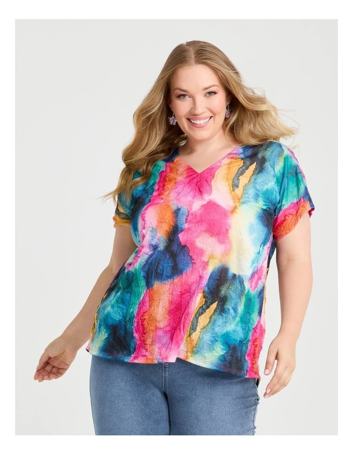 V-neck Tie Print Top Print image 1