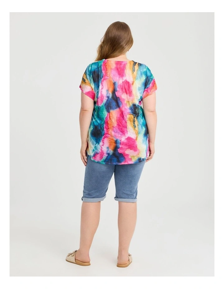 V-neck Tie Print Top Print image 2