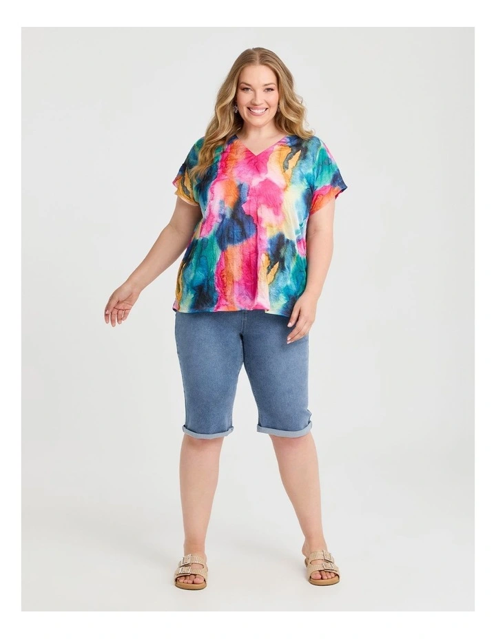 V-neck Tie Print Top Print image 3