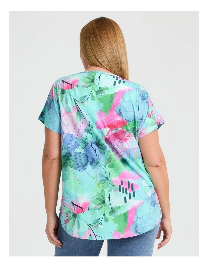 Cotton Summer Abstract T-shirt in Multi image 2