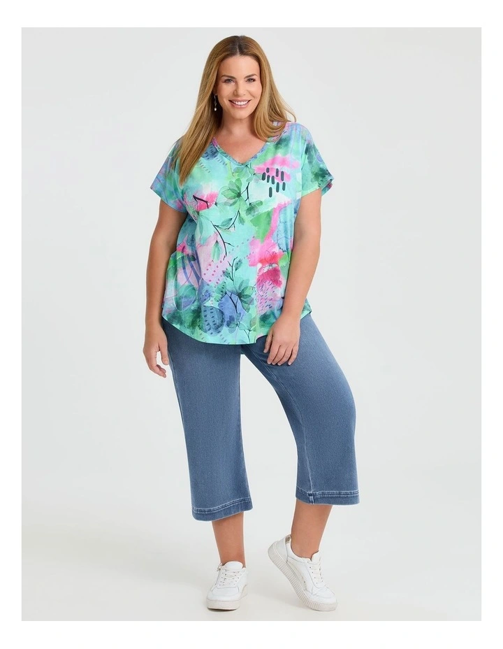 Cotton Summer Abstract T-shirt in Multi image 3