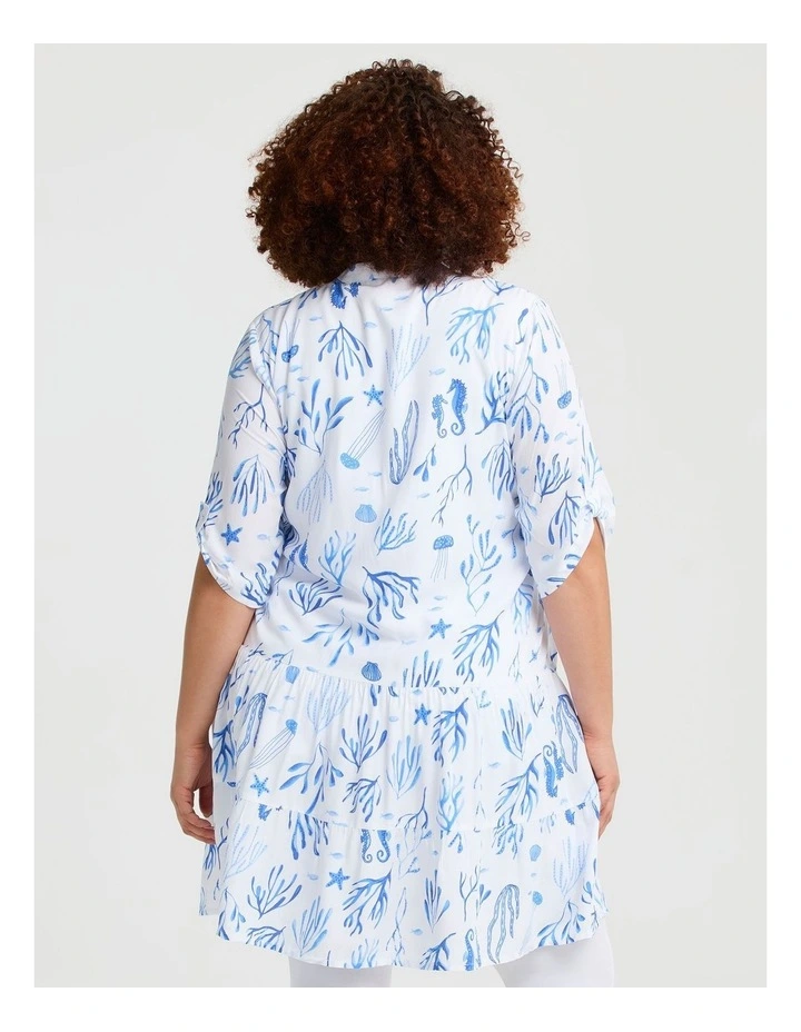 Natural Coastal Pintuck Tunic Print image 2
