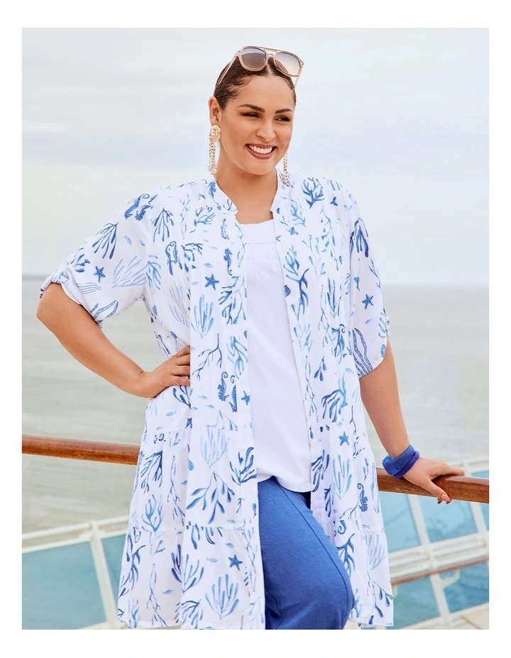 Natural Coastal Pintuck Tunic Print image 5