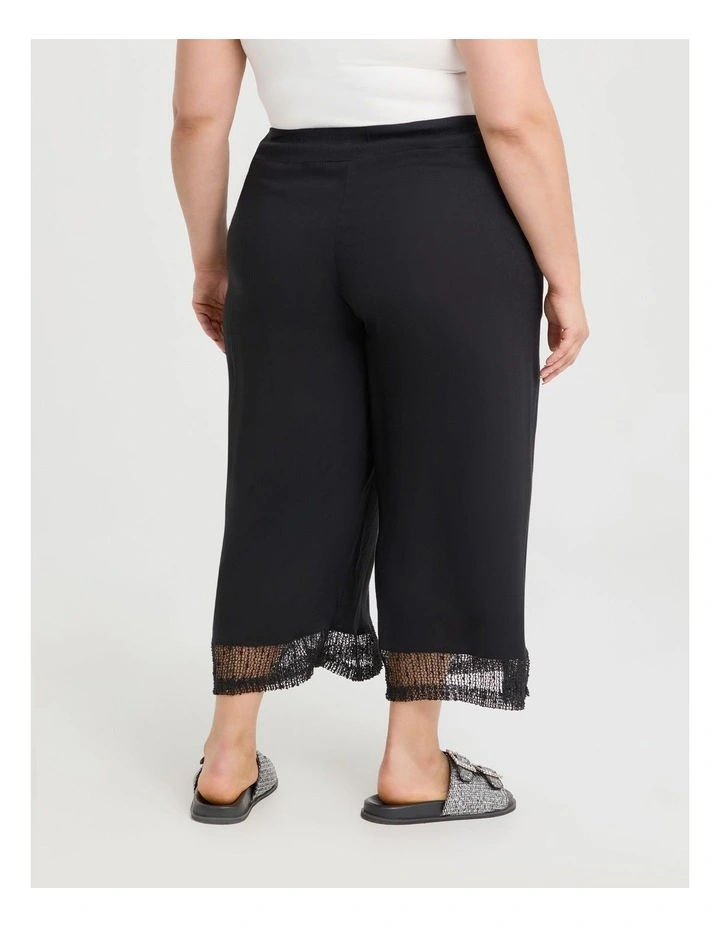 Petite Mesh Trim Natural Pant in Black image 2