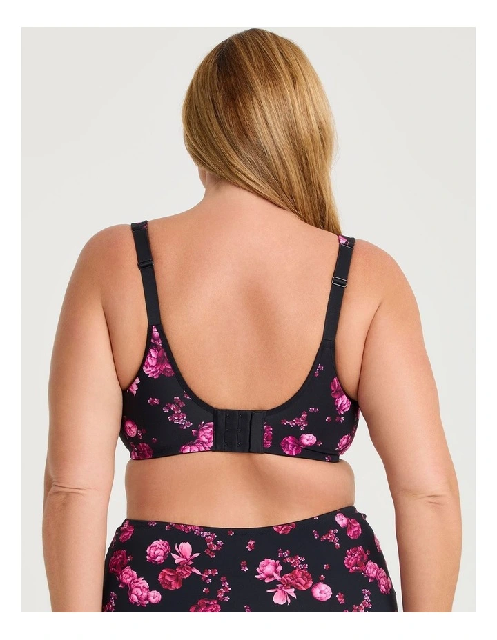 Lace Trim Underwire Bra in Black Floral image 2