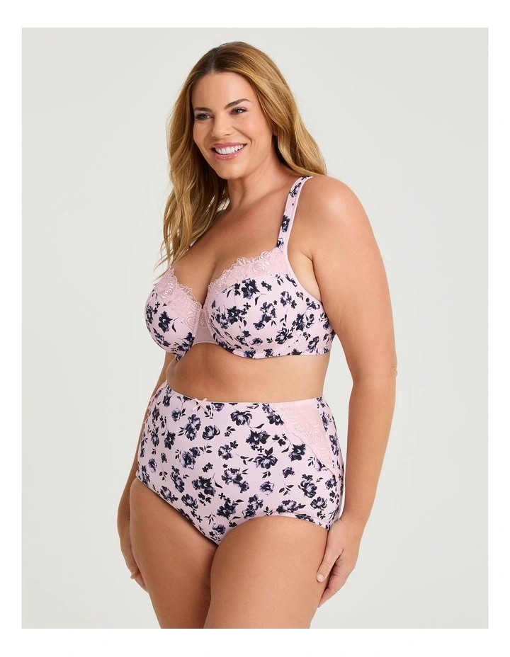 Lace Trim Underwire Bra in Nude Floral image 3