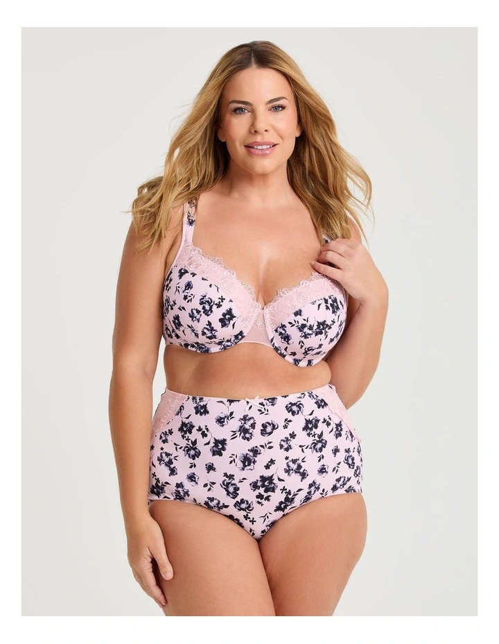 Lace Trim Underwire Bra in Nude Floral image 4