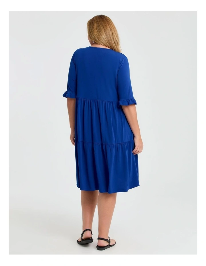 Short Sleeve Luna Tier Dress in Cobalt image 2