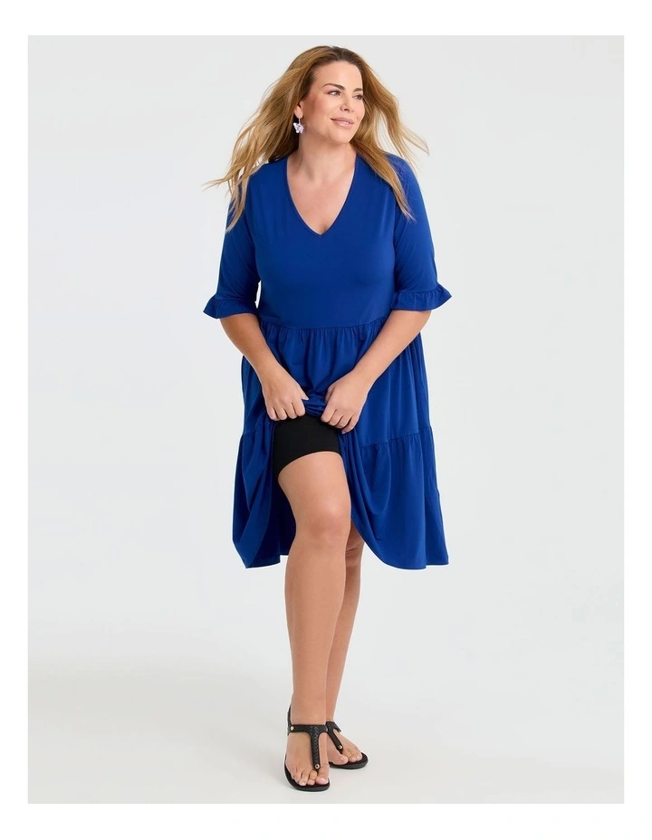 Short Sleeve Luna Tier Dress in Cobalt image 4