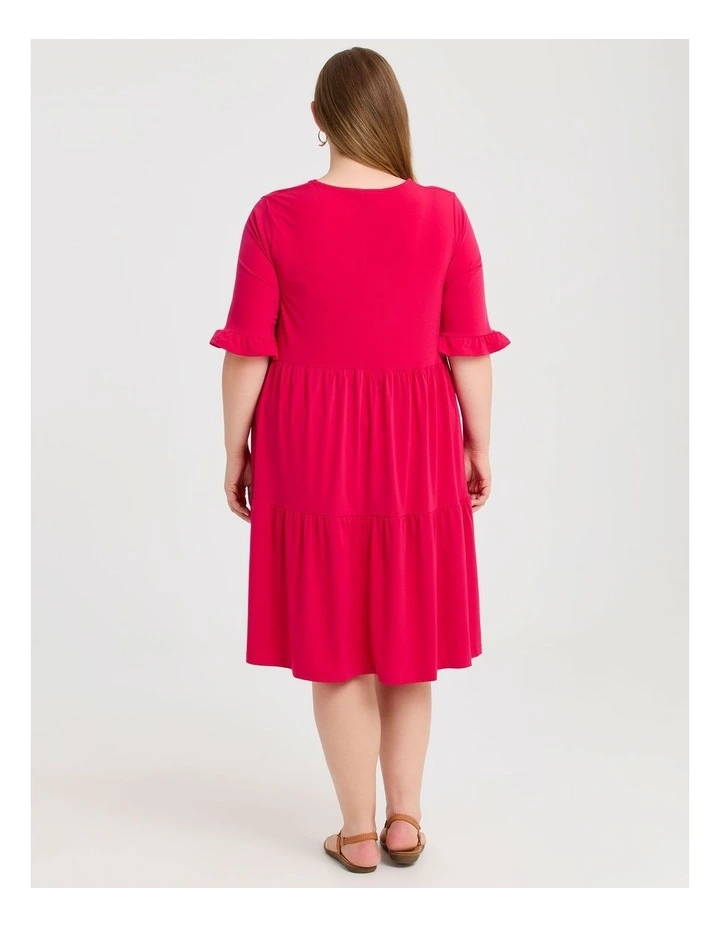 Short Sleeve Luna Tier Dress in Rose Pink image 2