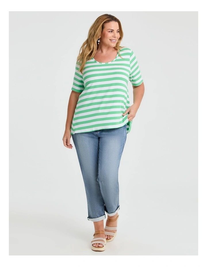 Natural Stripe Essential T-shirt in Multi image 4