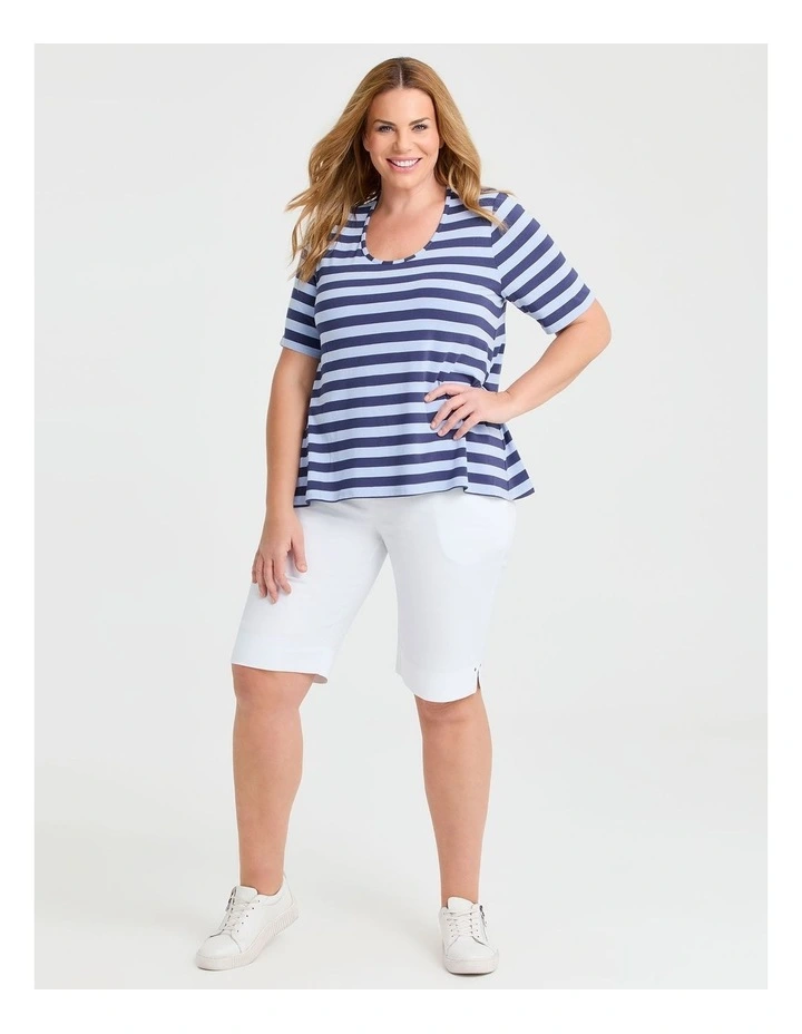 Natural Stripe Essential T-Shirt in Sapphire/Lavender image 3