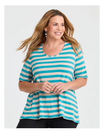 TEAL/NATURAL STRIPE colour