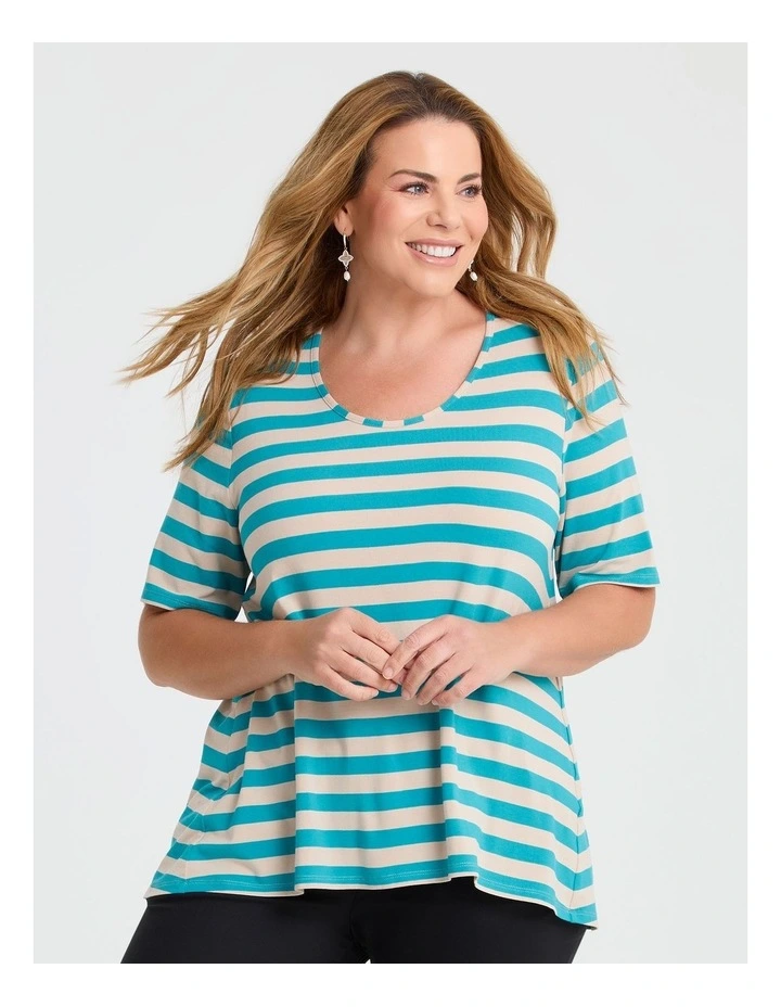 Natural Stripe Essential T-shirt in Multi image 1