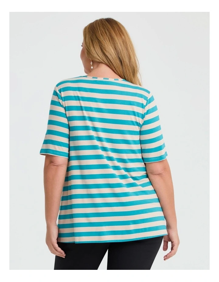 Natural Stripe Essential T-shirt in Multi image 2