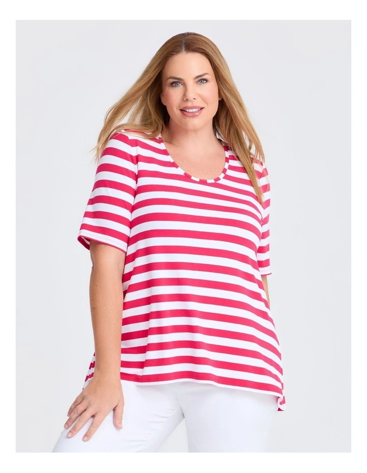 Natural Stripe Essential T-Shirt in Multi image 1