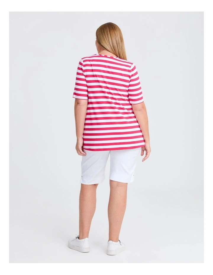 Natural Stripe Essential T-Shirt in Multi image 2
