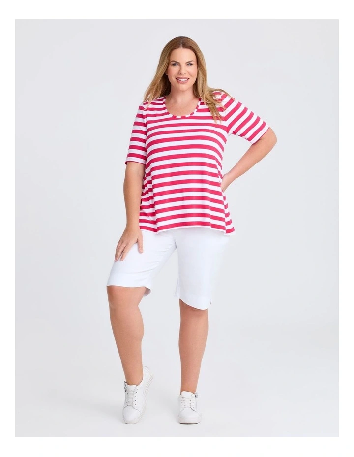 Natural Stripe Essential T-Shirt in Multi image 3
