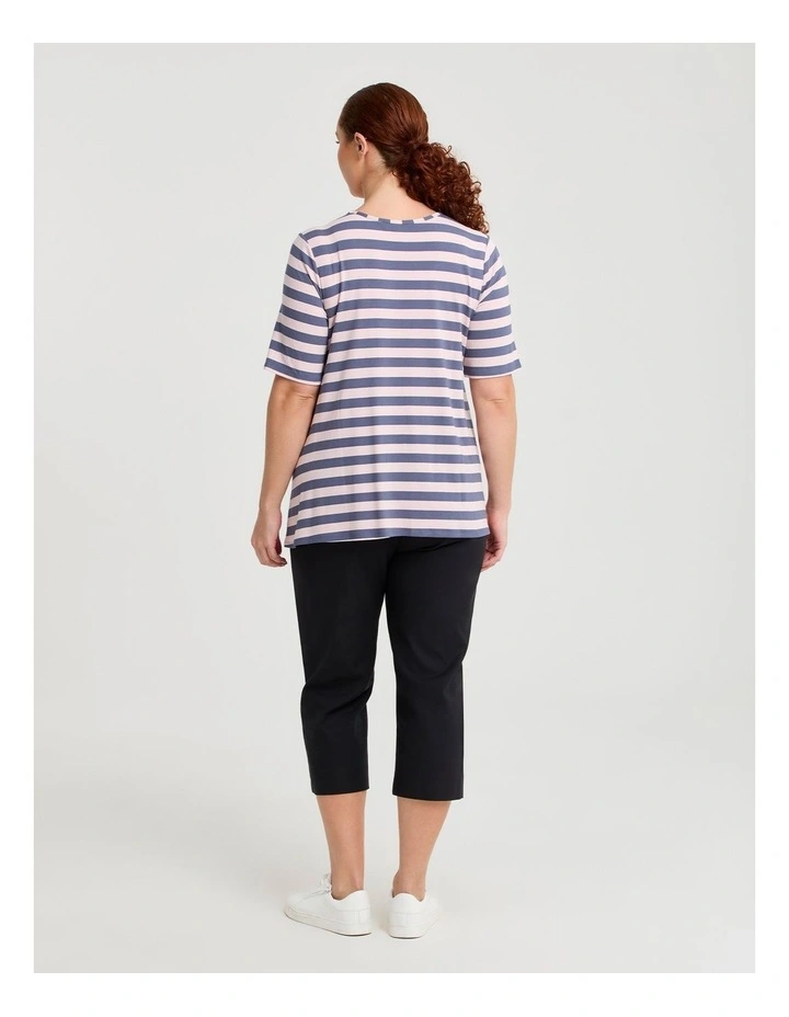 Natural Stripe Essential T-shirt in Multi image 2