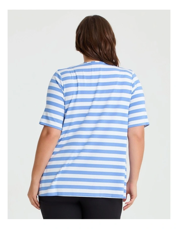 Natural Stripe Essential T-shirt in Multi image 2