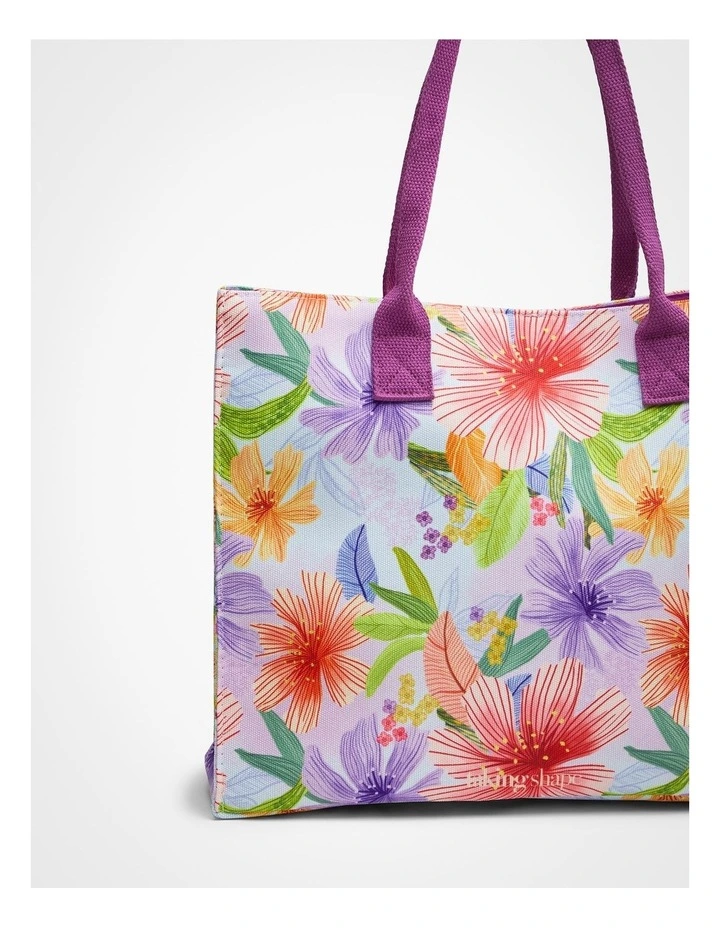 Floral Structured Tote Bag in Floral image 3