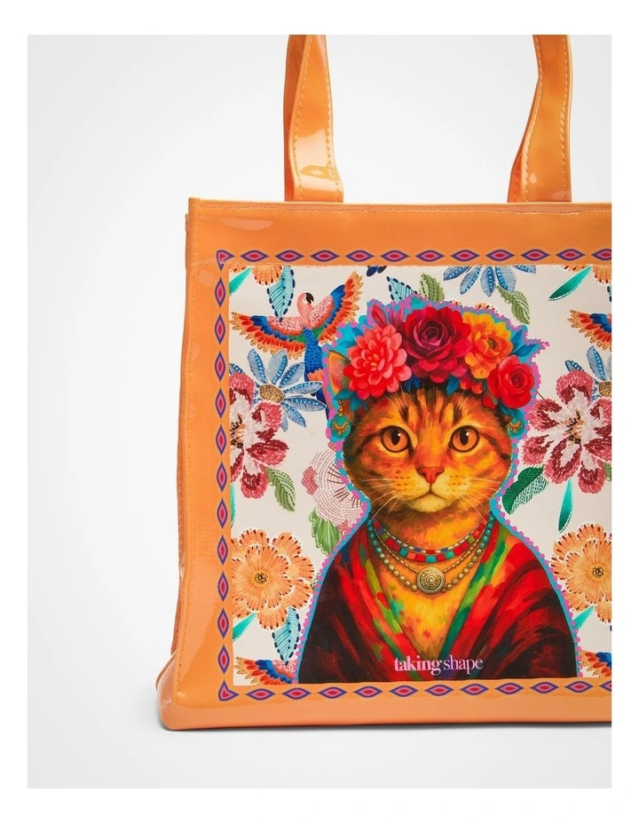 Flower Cat Patent Bag in Print image 4