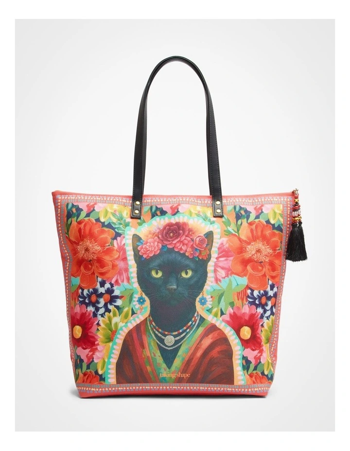 Flower Cat Tote Bag in Print image 1