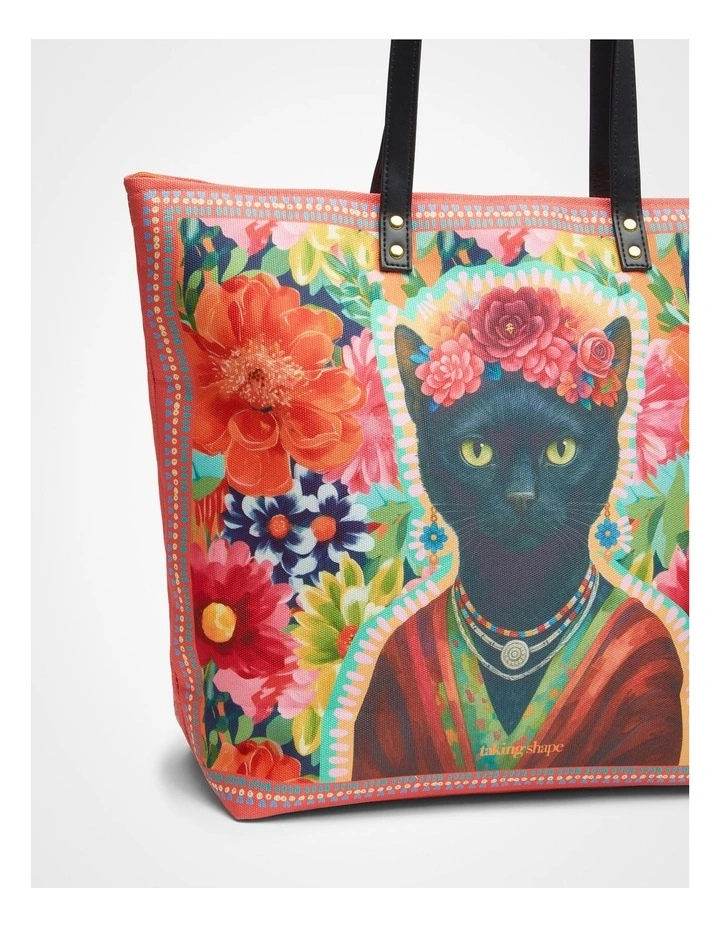 Flower Cat Tote Bag in Print image 3