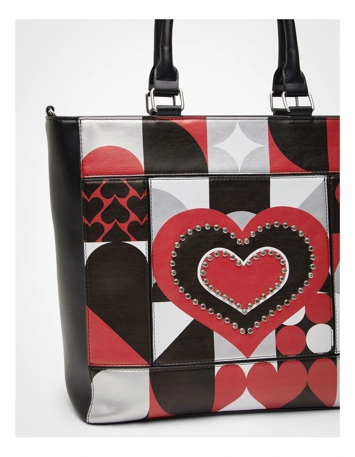 Graphic Heart Shoulder Bag in Multi image 4