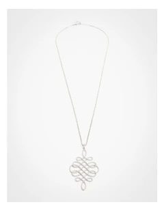 Twisted Silver Diamante Necklace Silver