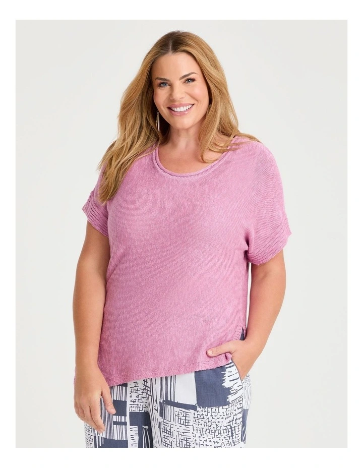 Lurex Boatneck Cotton Blend Knit Sea Pink image 1