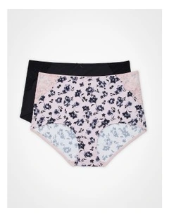 Micro Lace Detail Briefs 2 Pack in Natural Floral