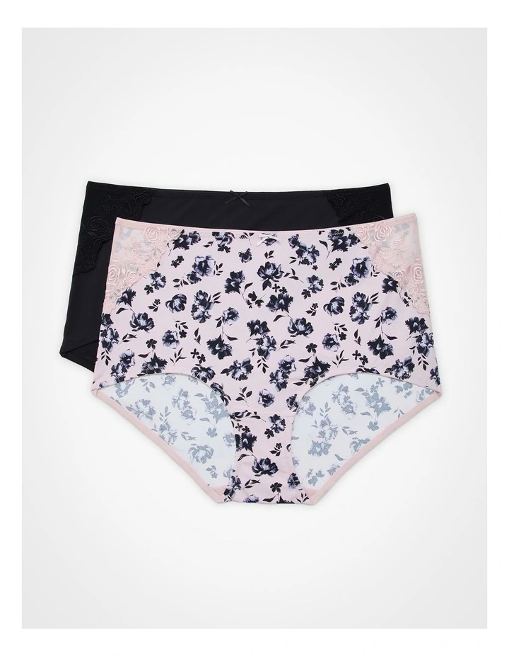 Micro Lace Detail Briefs 2 Pack in Natural Floral image 1