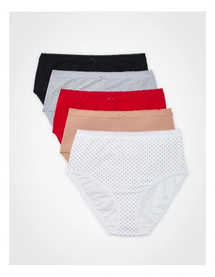 Cotton Everyday Briefs 5 Pack in Multi image 1