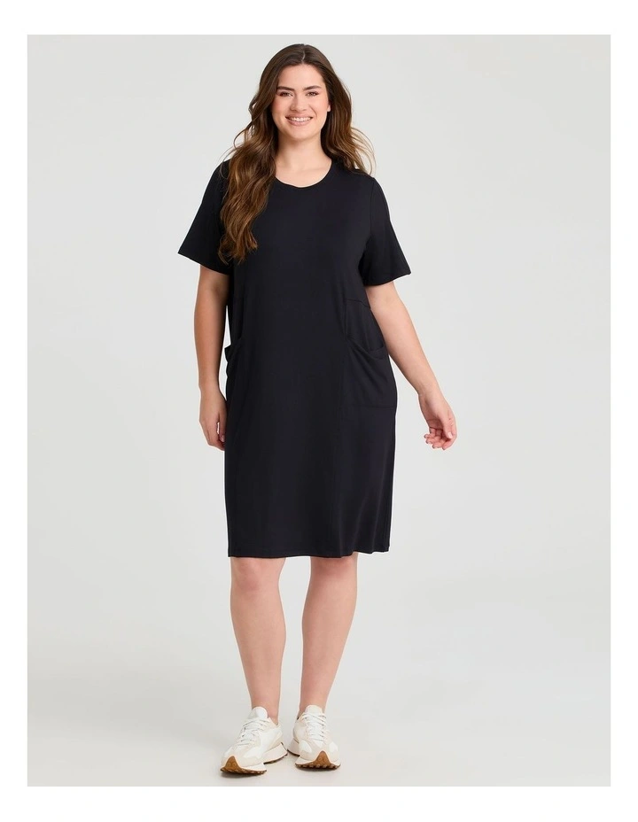 Modal Traveller Pocket Dress in Black image 1