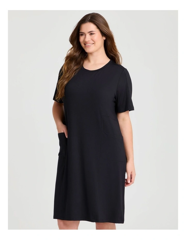Modal Traveller Pocket Dress in Black image 3